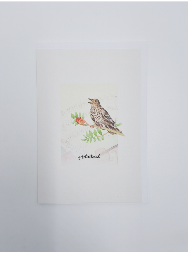 wenskaart vogel, gefeliciteerd (F15225)