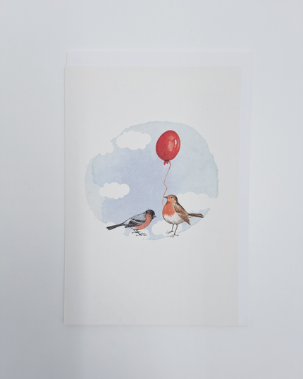 wenskaart vogels met ballon (F15226)