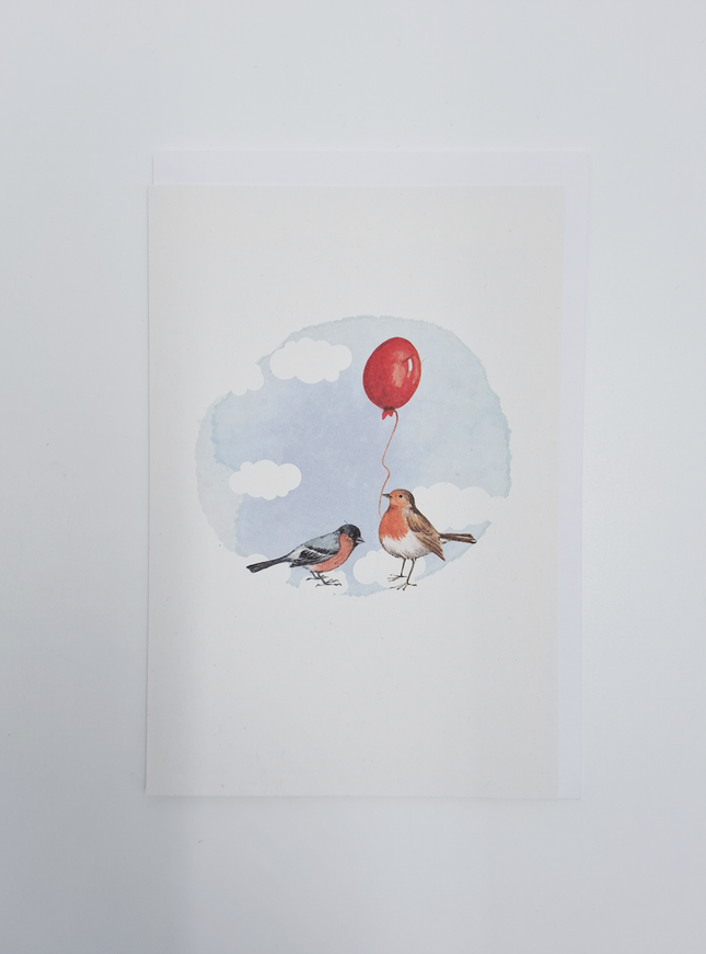 wenskaart vogels met ballon (F15226)