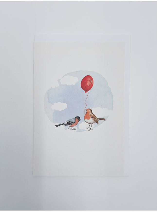 wenskaart vogels met ballon (F15226)