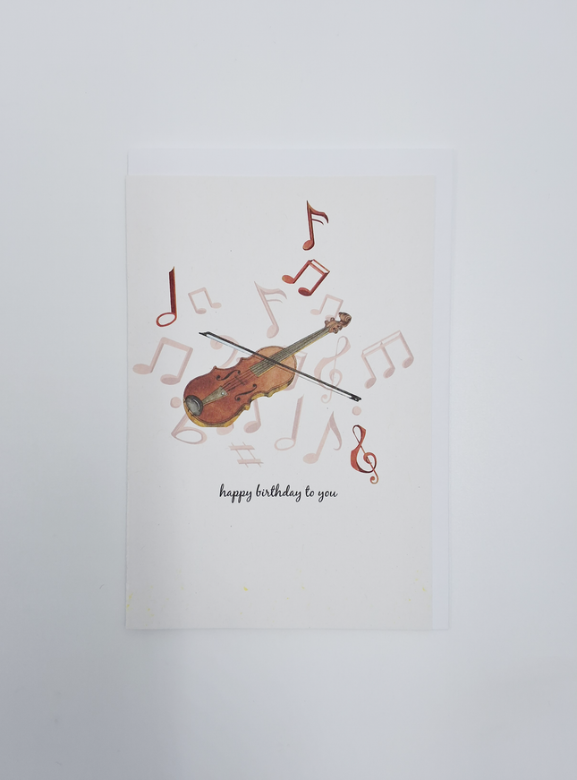 Wenskaart viool, happy birthday (F15228)