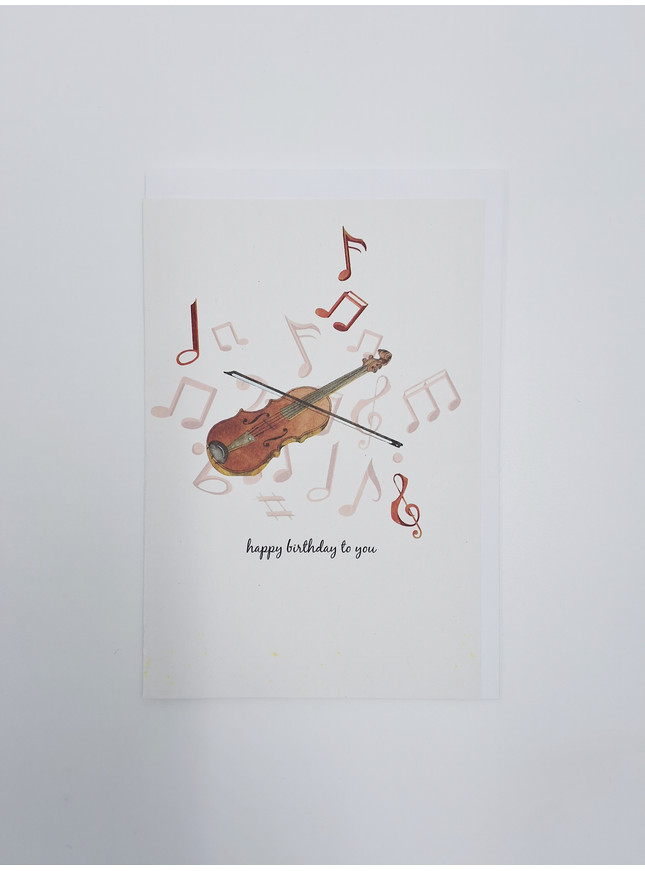 Wenskaart viool, happy birthday (F15228)
