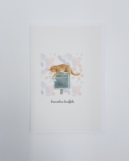 Wenskaart poes, brievenbus knuffels (F15231)
