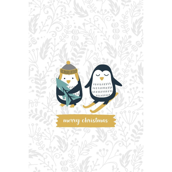 Kerst ansichtkaart pinguin (5x)