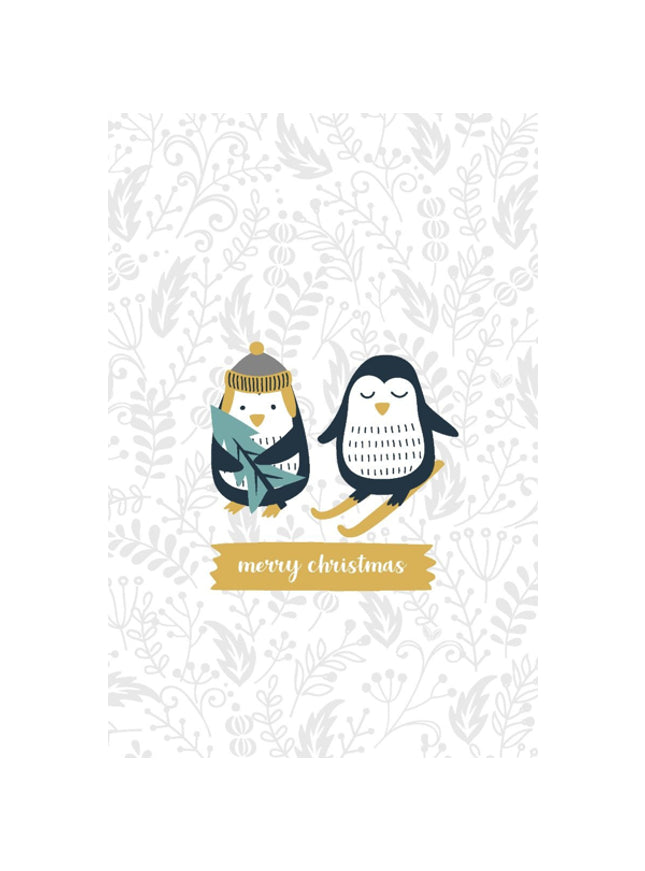 Kerst ansichtkaart pinguin (5x)