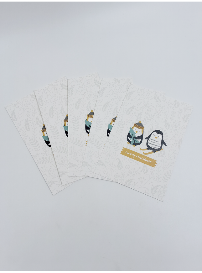 Kerst ansichtkaart pinguin (5x)