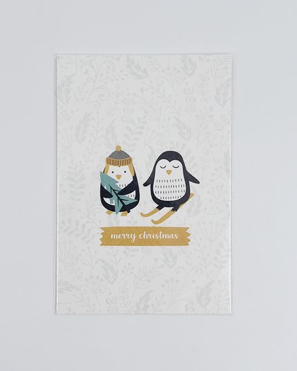 Kerst ansichtkaart pinguin (5x)