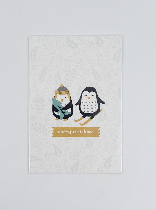 Kerst ansichtkaart pinguin (5x)
