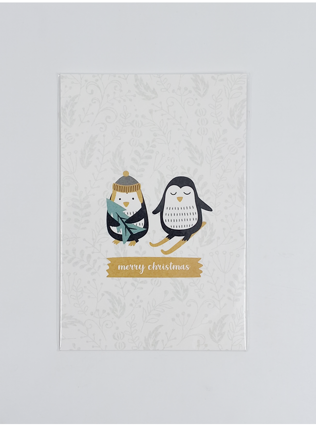 Kerst ansichtkaart pinguin (5x)