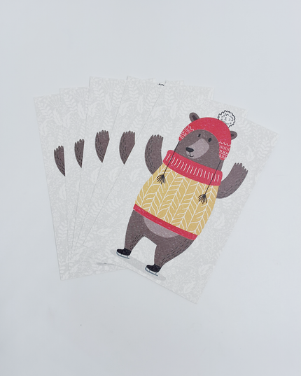 Christmas postcard bear (5x)