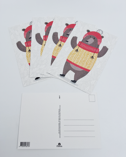 Christmas postcard bear (5x)