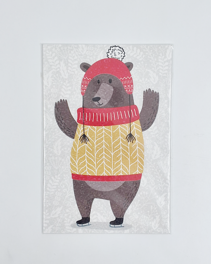 Christmas postcard bear (5x)