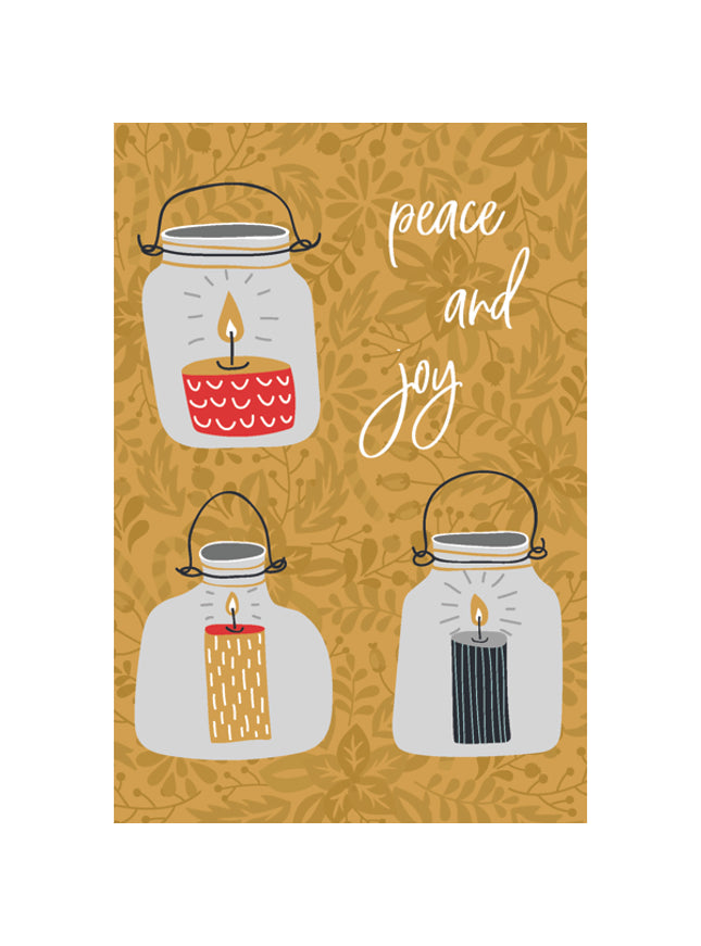 Kerst ansichtkaart peace and joy (5x)