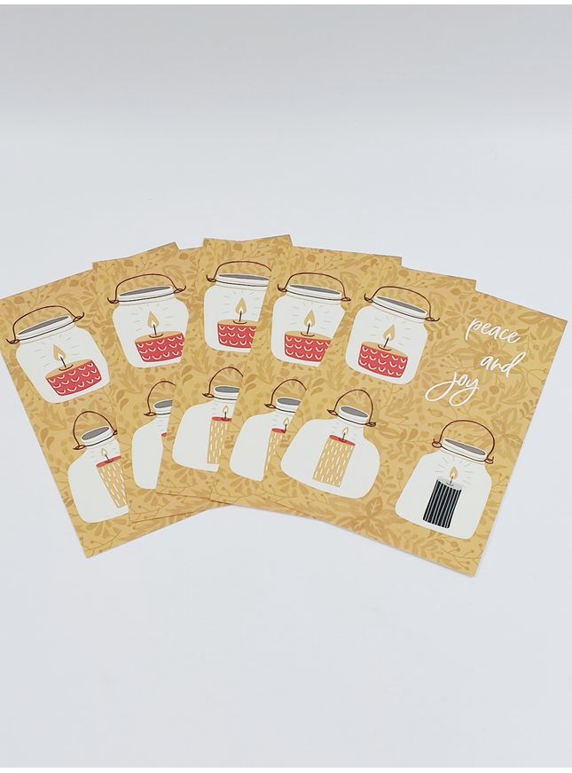 Kerst ansichtkaart peace and joy (5x)