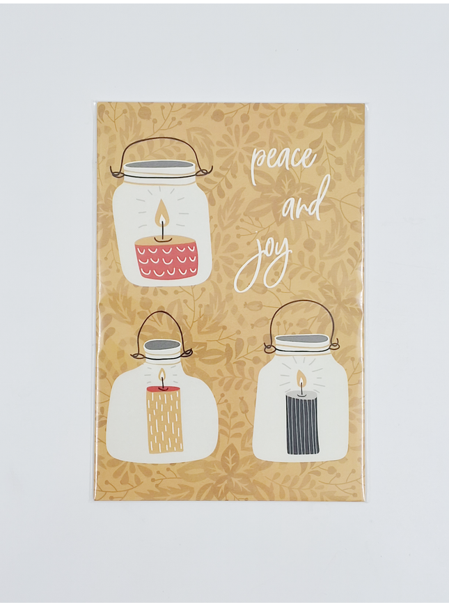 Kerst ansichtkaart peace and joy (5x)