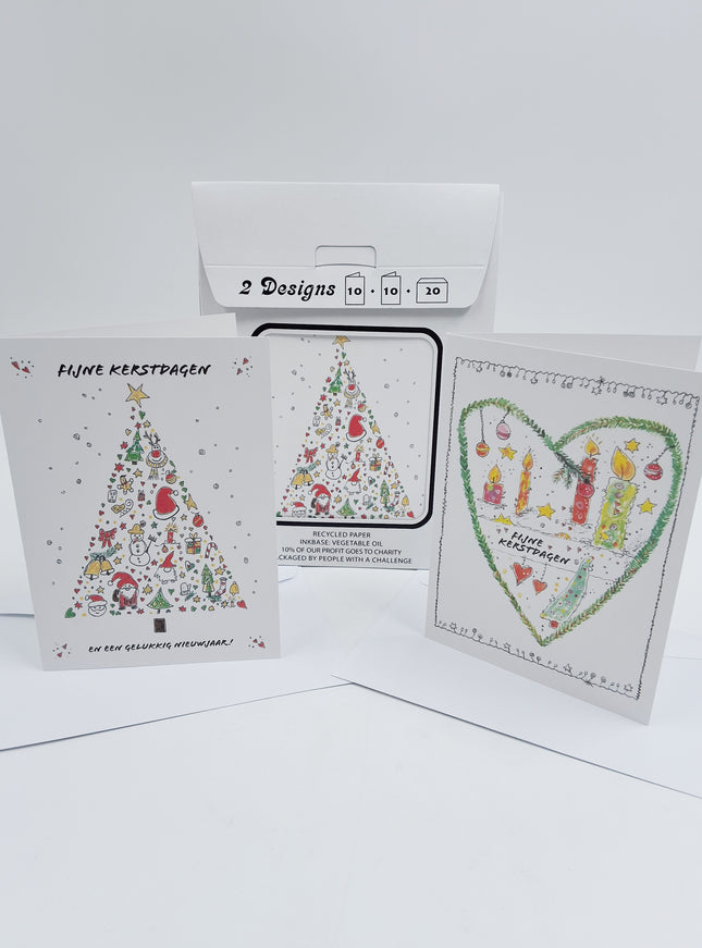 Sac pour cartes de Noël 20x bougie 2x (F13122 + F13123)