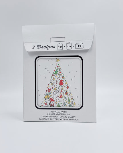 Kerstkaarten tasje 20x Kleurrijke kaarten (F13125 + F13126)