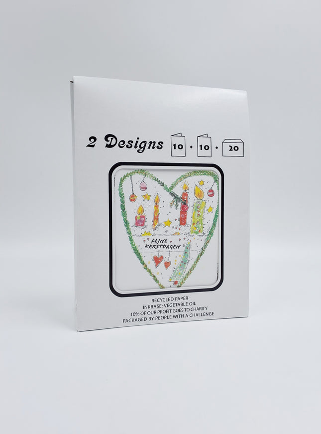 Sac pour cartes de Noël 20x bougie 2x (F13122 + F13123)