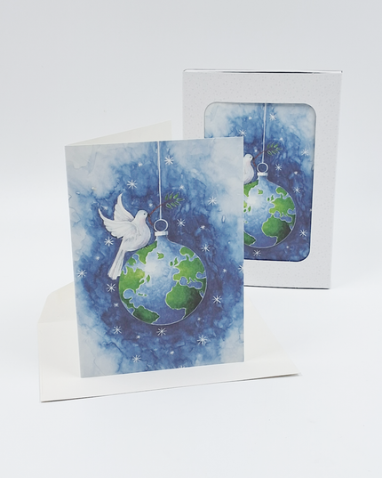 Christmas card box 10x dove Christmas ball (F11999)