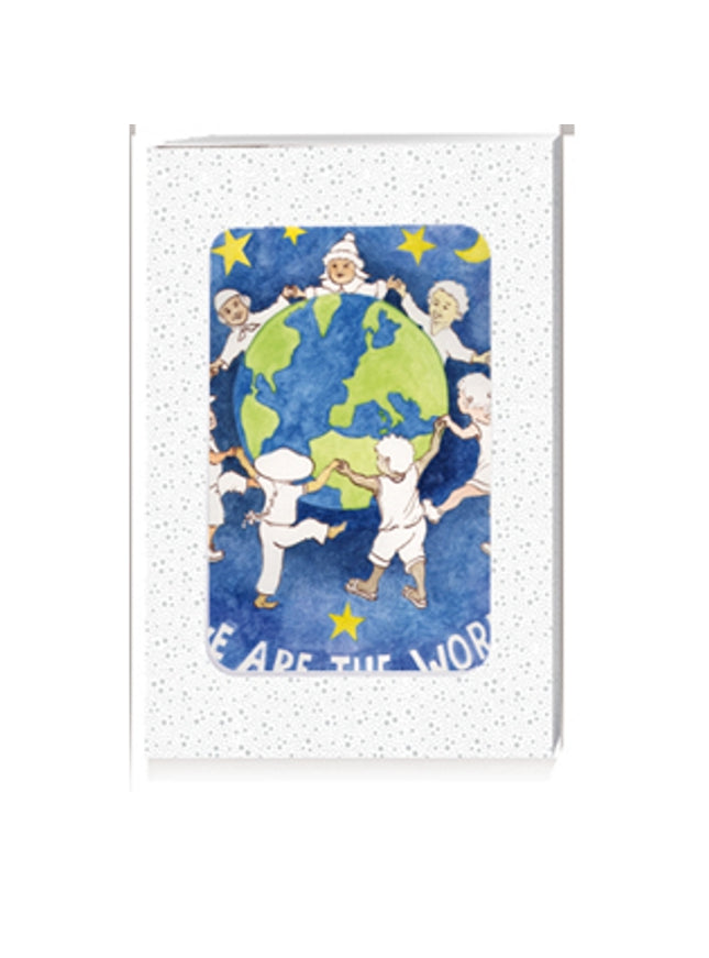 Kerstkaarten doosje 10x we are the world (F12835)