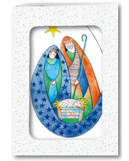 Christmas card box 10x Mary and Joseph (F12887)