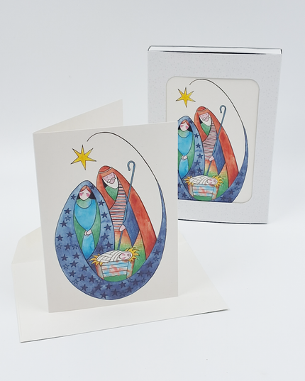 Christmas card box 10x Mary and Joseph (F12887)