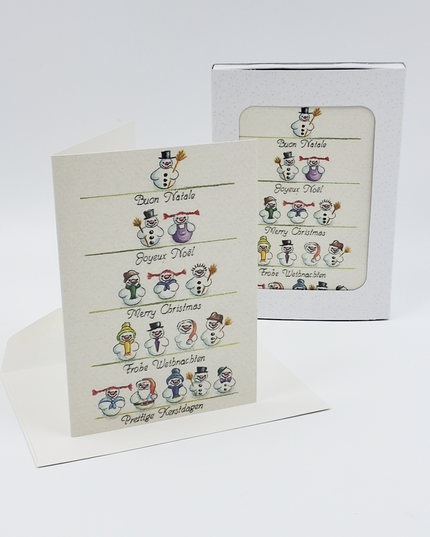 Christmas card box 10x snowman 15 (F11854)