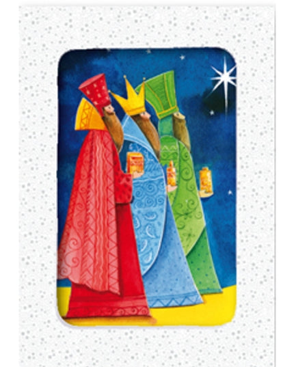 Christmas card box 10x Three Kings blue yellow (F12961)