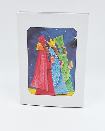 Christmas card box 10x Three Kings blue yellow (F12961)