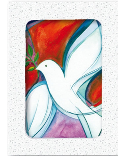 Christmas card box 10x Christmas dove white red (F12962)