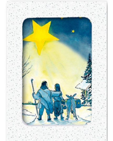 Christmas card box 10x donkey Joseph Mary (F12963)