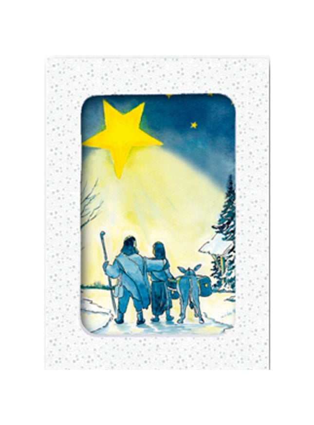 Kerstkaarten doosje 10x ezel Jozef Maria (F12963)