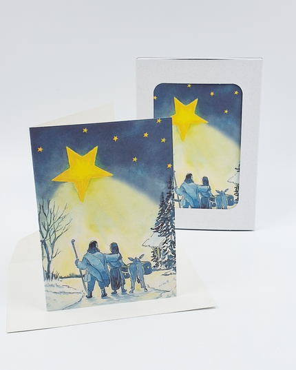 Christmas card box 10x donkey Joseph Mary (F12963)