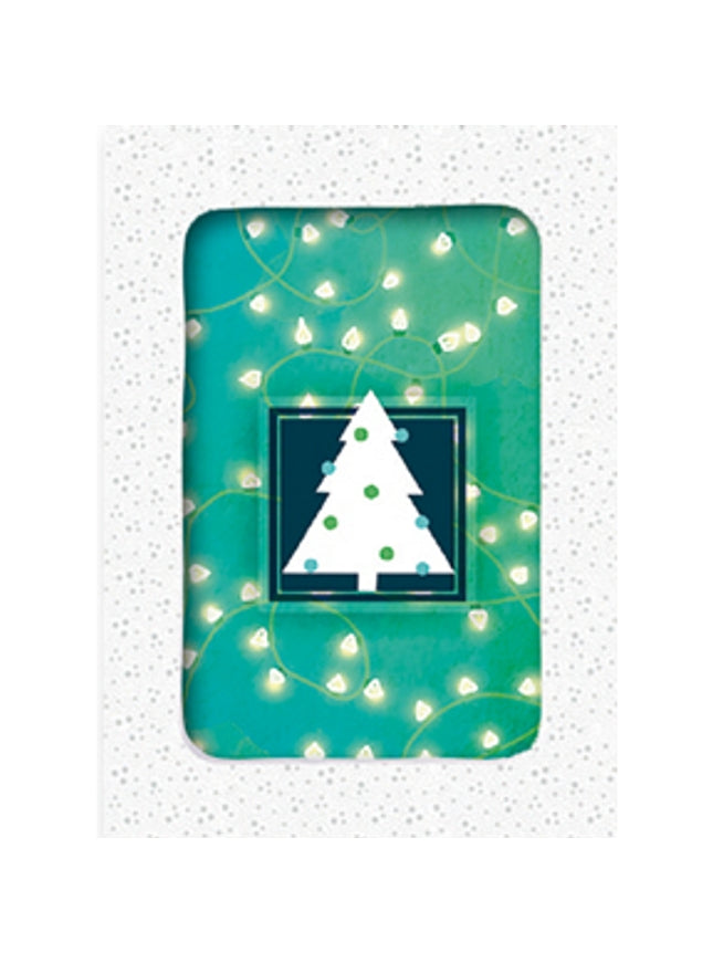 Kerstkaarten doosje 10x kerstboom groen (F12982)
