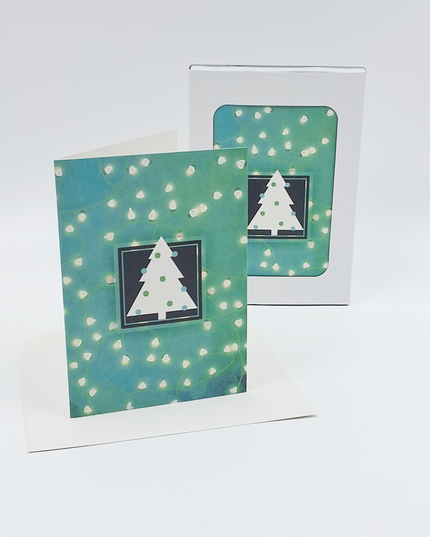 Christmas card box 10x Christmas tree green (F12982)