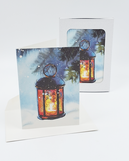 Christmas card box 10x lantern (F12992)