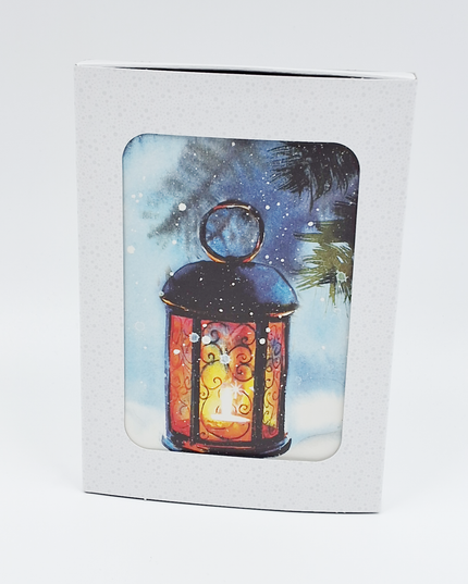 Christmas card box 10x lantern (F12992)