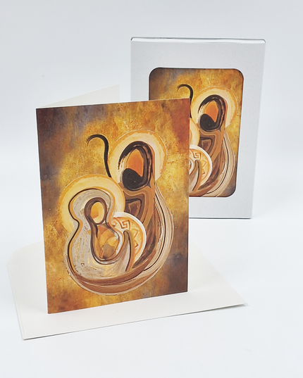 Christmas card box 10x Jesus Joseph and Mary brown (F12993)