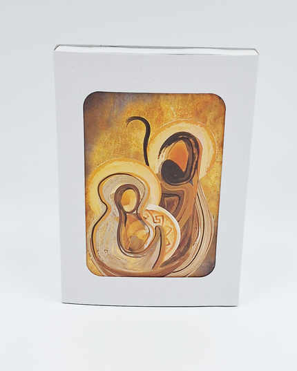 Christmas card box 10x Jesus Joseph and Mary brown (F12993)