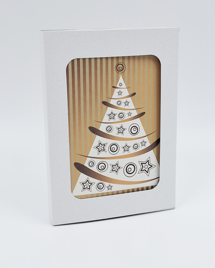 Christmas card box 10x Christmas tree gold (F13004)