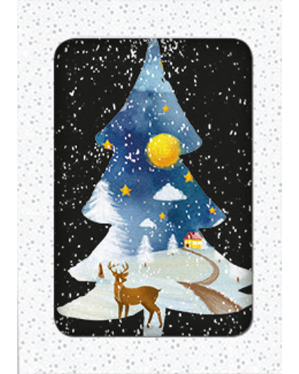 Christmas card box 10x deer (F13012)