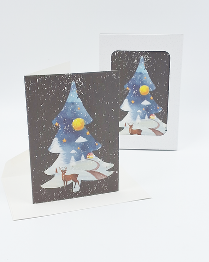 Christmas card box 10x deer (F13012)