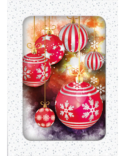 Christmas card box 10x Christmas balls red (F13013)