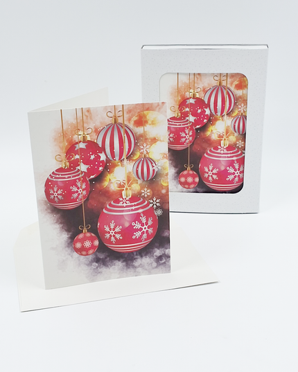 Christmas card box 10x Christmas balls red (F13013)