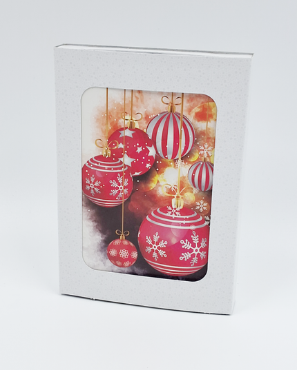 Christmas card box 10x Christmas balls red (F13013)