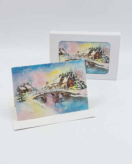 Christmas card box 10x winter landscape (F13038)