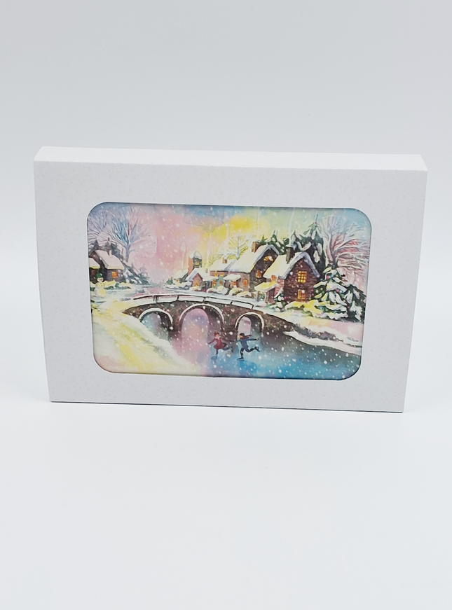 Kerstkaarten doosje 10x winterlandschap (F13038)