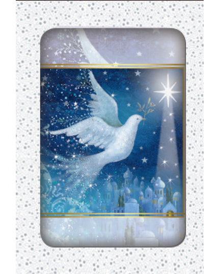 Christmas card box 10x dove with star F13040)