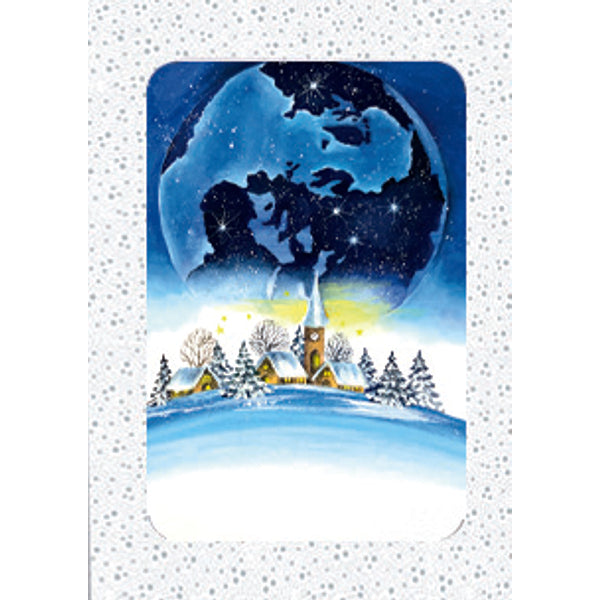 Kerstkaarten doosje 10x blauwe wereldbol (F13084)