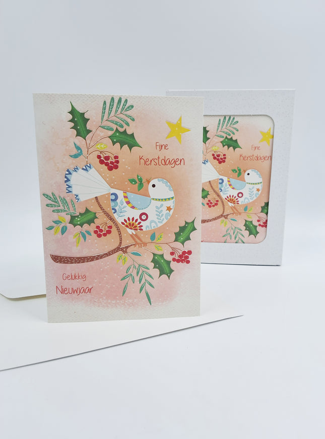 Christmas card box 10x dove happy holidays (F13116)